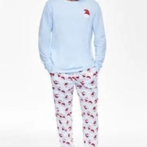 Macys Pajamas with Red Santa Pattern M NWT